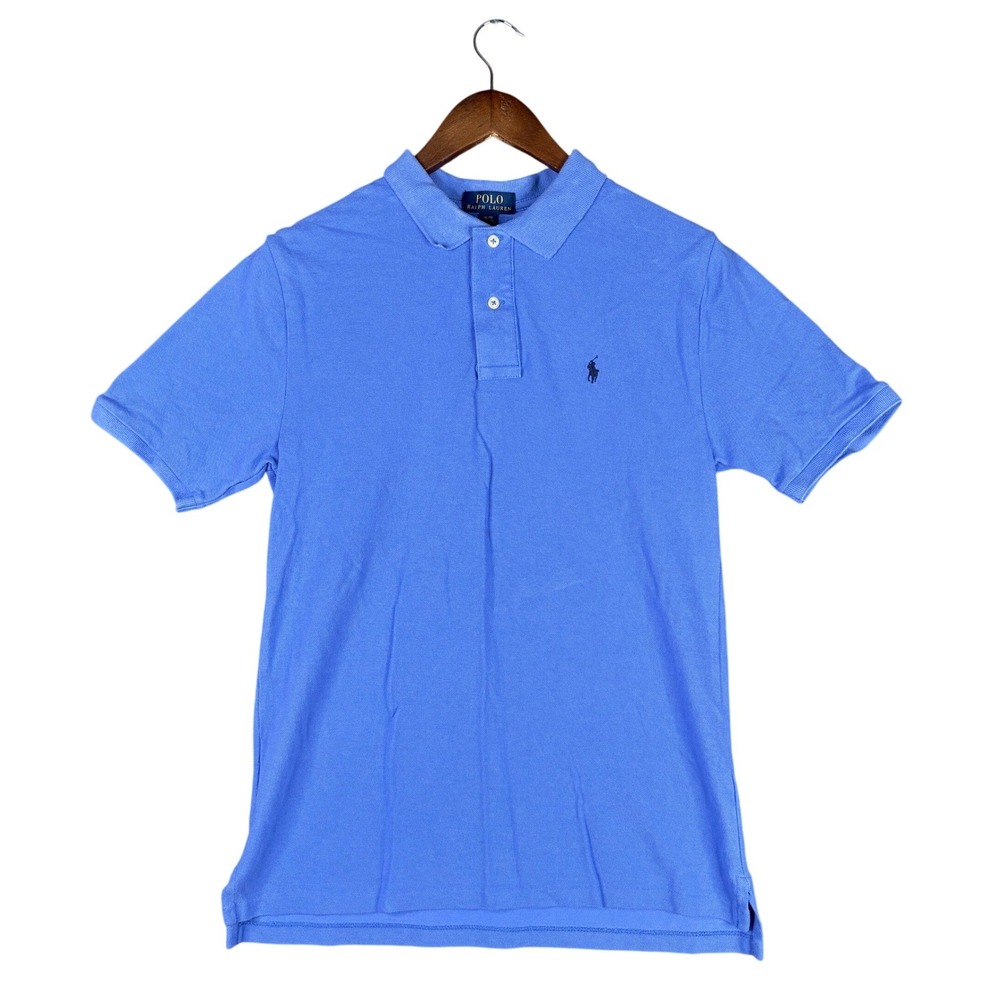 Polo Ralph Lauren Boys XL 18-20 Blue Short Sleeve Mesh Cotton Polo Shirt